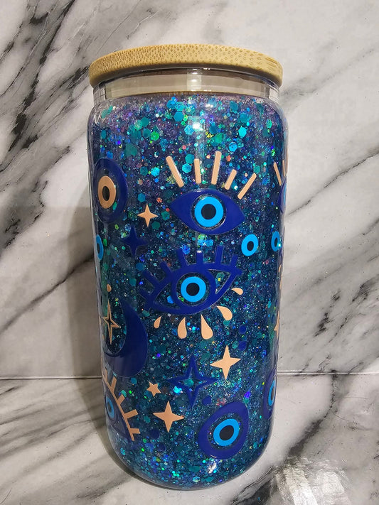 Custom Made - 16 oz Glass - Glitter Tumbler