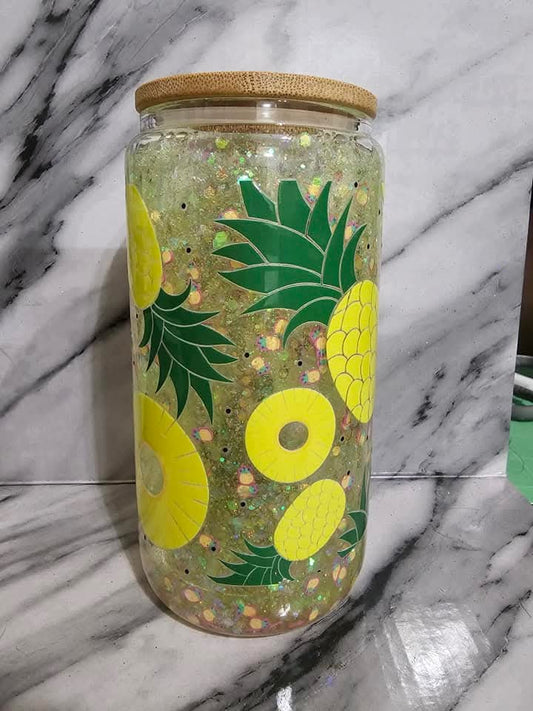 Custom Made - 16 oz Glass - Glitter Tumbler