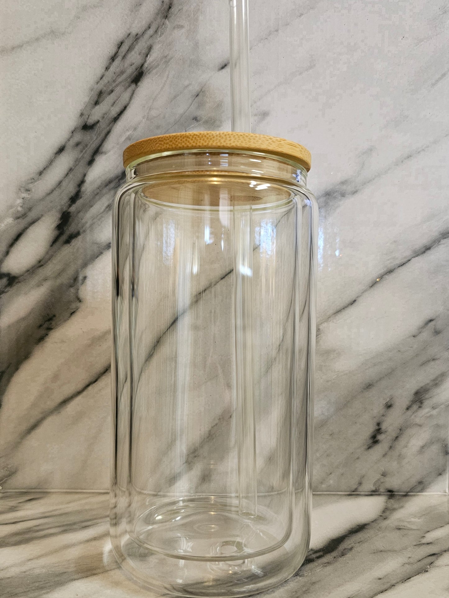 16oz Glass Snow Globe Tumbler -