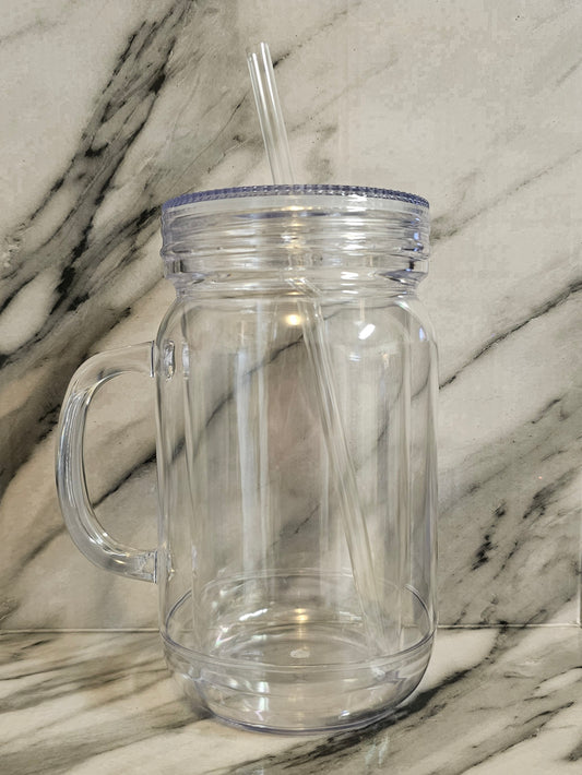 20oz Plastic Snow Globe Tumbler - Mason Jar Style
